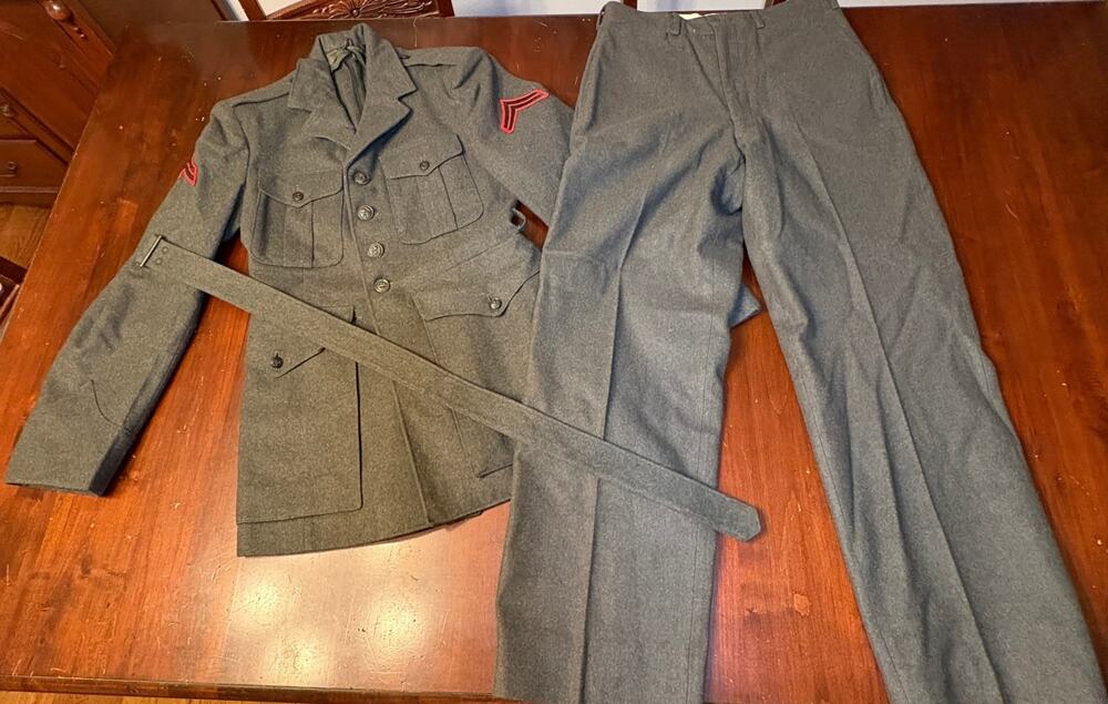 Vintage Mid-20th-Century USMC Winter Service Dress Wool Uniform 4-Pocket Coat